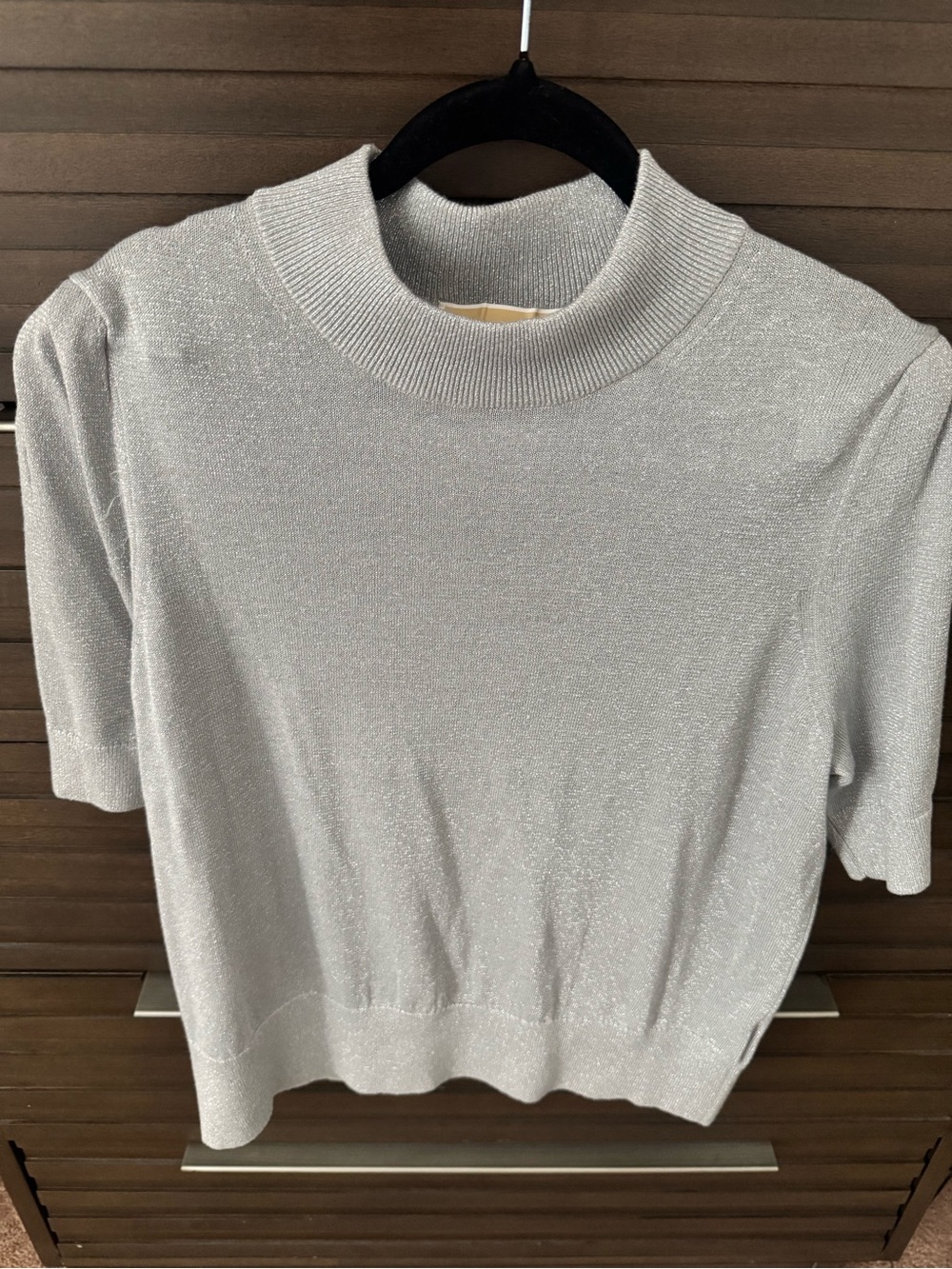 Michael Kors Silver Metallic Short Sleeve Knit Top